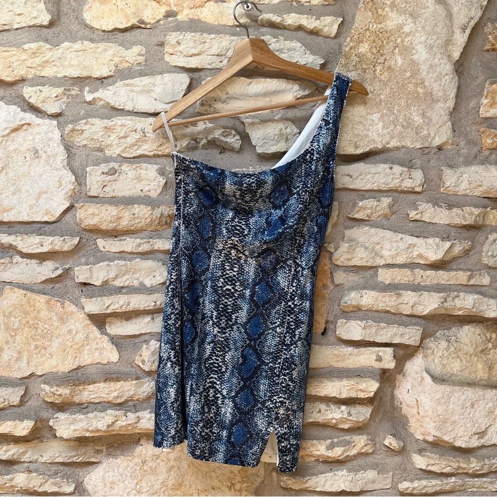 Revolve Superdown Blue Silver Snakeskin Sequin Re… - image 5